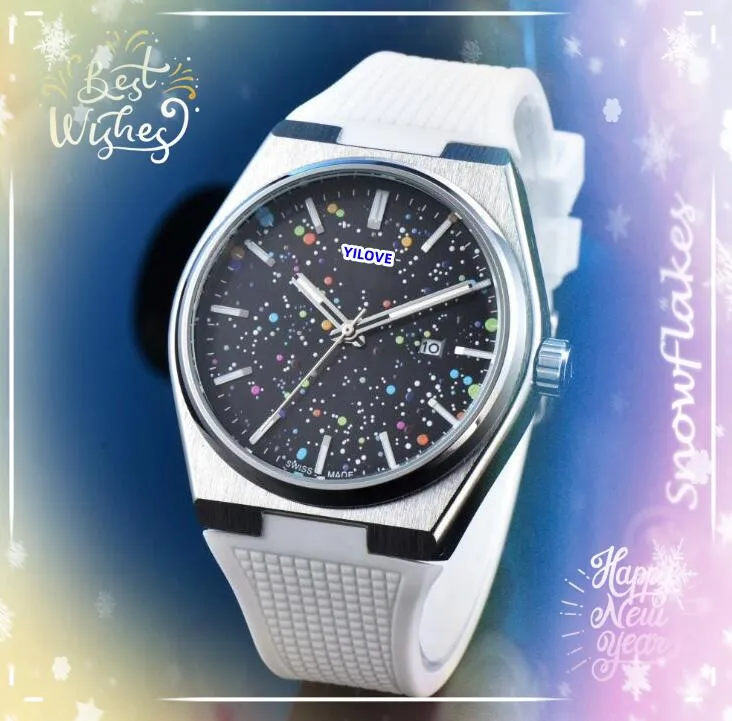 Mens Stylish Cool Automatic Quartz Battery Watches good nice looking day date three stiches design colorful rubber strap elegant bracelet Watch