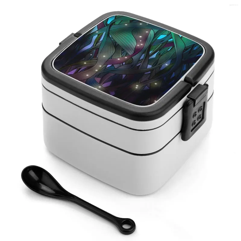 Dinnerware Nocturne With Fireflies Bento Box School Kids Office Worker 2Layers Storage Nightscape Long Grass