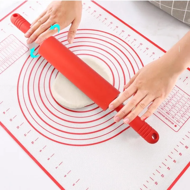 23 cm Mini silicone rotolante i dolci manico in legno Rollo antiadere