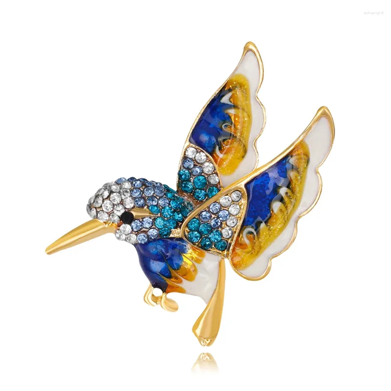 Spille bellissime spille strass per uccelli per donne colorate smalto cristallo adorabile colibrì per la festa di nutrimento di gioielli