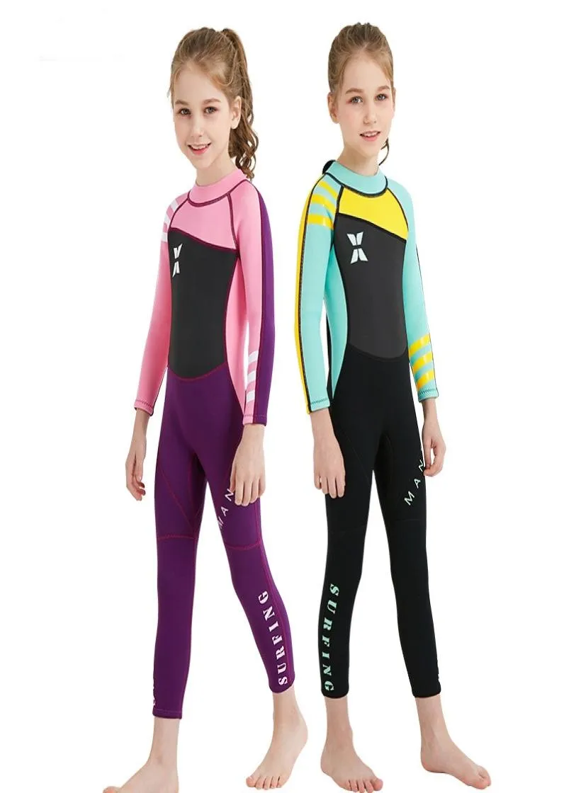 25MM long sleeve diving suit for boy girls children surfing stinger suits snorkeling uv protection bask in wear dive skin winter 4546478