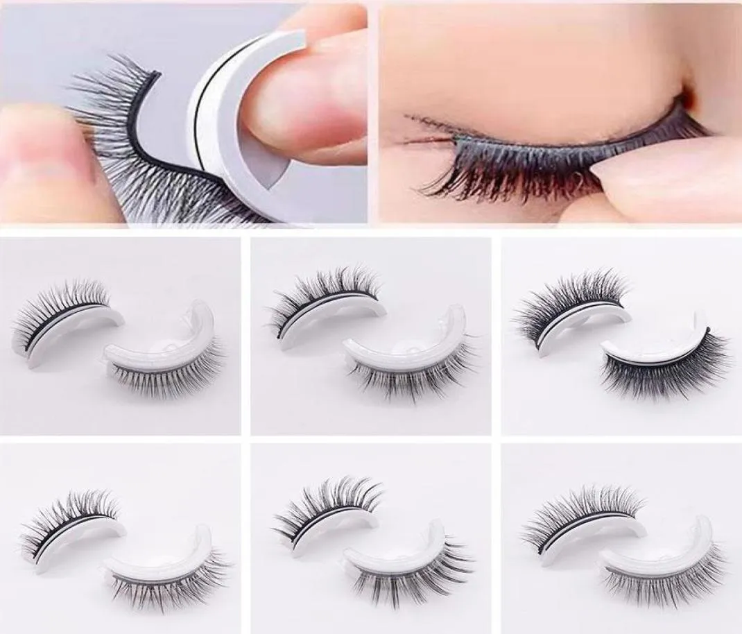 Falska ögonfransar 1Pair Återanvändbart Selfadhesive 3D Mink Lash Lime Eyelash -förlängning 3 sekunder att bära inget lim behövs6353722