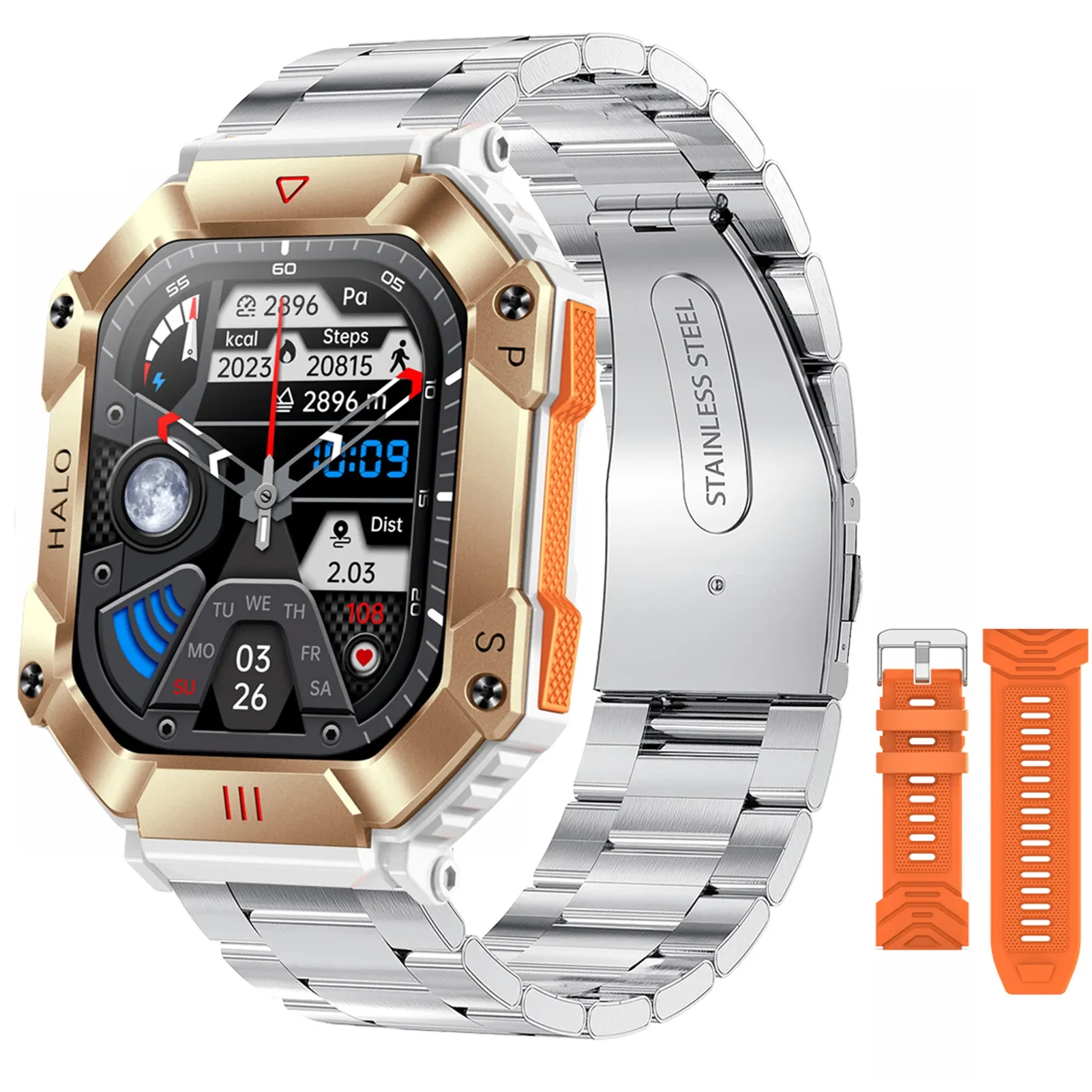Zegarki KR80 Smart Watch 2ocal na dużym ekranie kompas Bluetooth Call Fitness Sleep Monitor Sports Outdoor Sports Smartwatch Kobiety