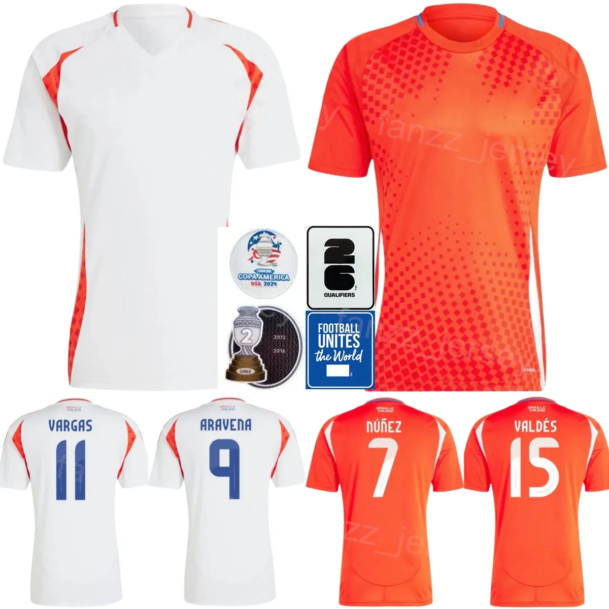 Men Soccer Chile 22 Dario Osorio Jerseys 24/25 Équipe nationale 5 Paulo Diaz 11 Eduardo Vargas 2 Gabriel Suazo 7 Marcelino Nunez Victor Davila Football Shirt Copa America