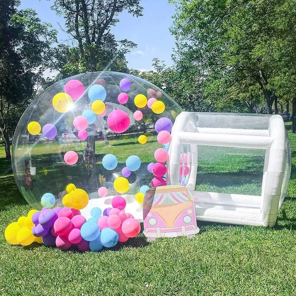 4m dia + 1,5 m de tunnel ballon commercial clair Bubble Bubble House gonflable Boule Ballons Tente transparente avec tente de bulle de ventilation pour la fête Renta Ship gratuit