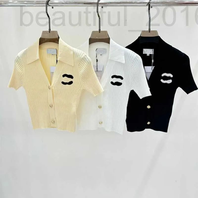 Designer di magliette da donna Dalang Fashion di alta qualità 24 anni Nuova Collar Polo Lettera Jacquard Maglietta versatile Short Shorted Cardigan O82H
