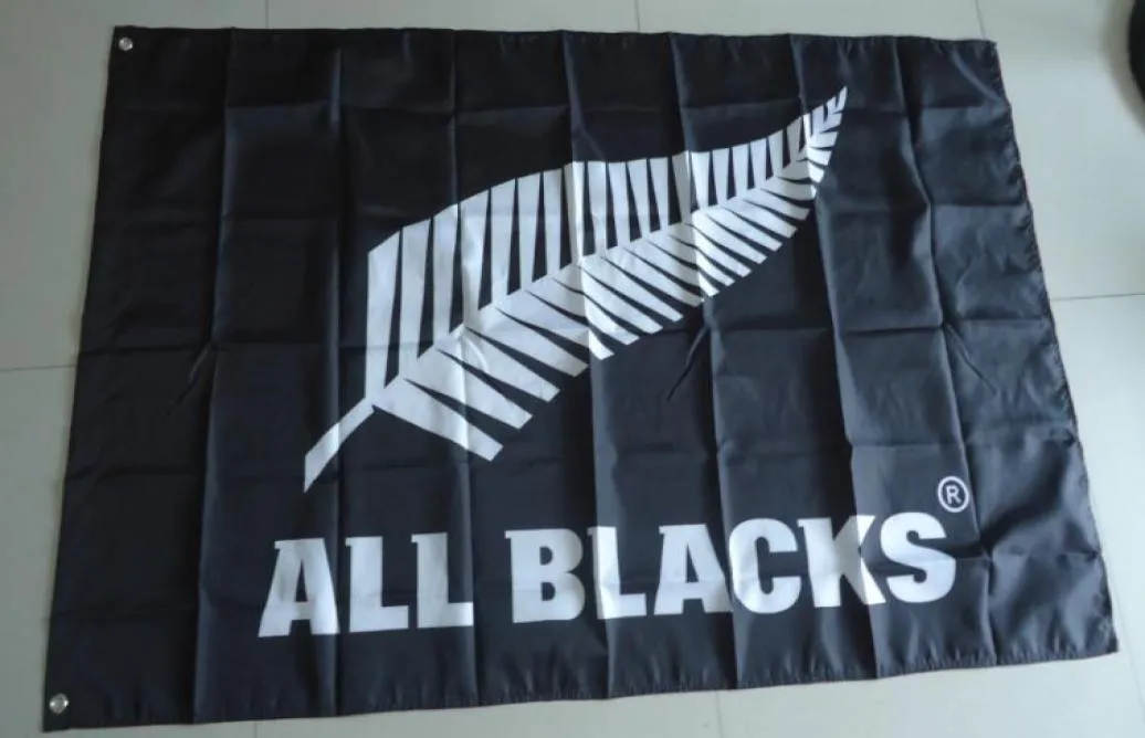 All Blacks Flag 3x5ft 150x90cm afdrukken 100D Polyester indoor buitenhangende decoratie vlag met messing doorvoertules 6001499