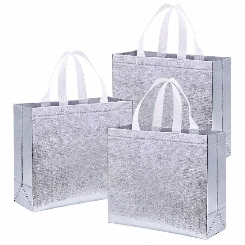 12 PCS Sacs d'épicerie réutilisables brillantes Sacs fourre-tout