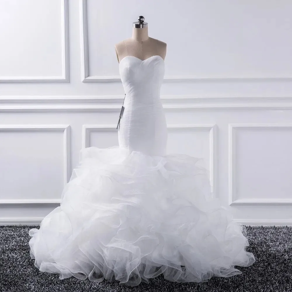 Nieuwe ontwerper Mermaid Wedding Jurk 2024 Sweetheart Lace Up Ploes Tule Ruffles Tiered Bridal Gown Sweep Train Vestidos de Noivas