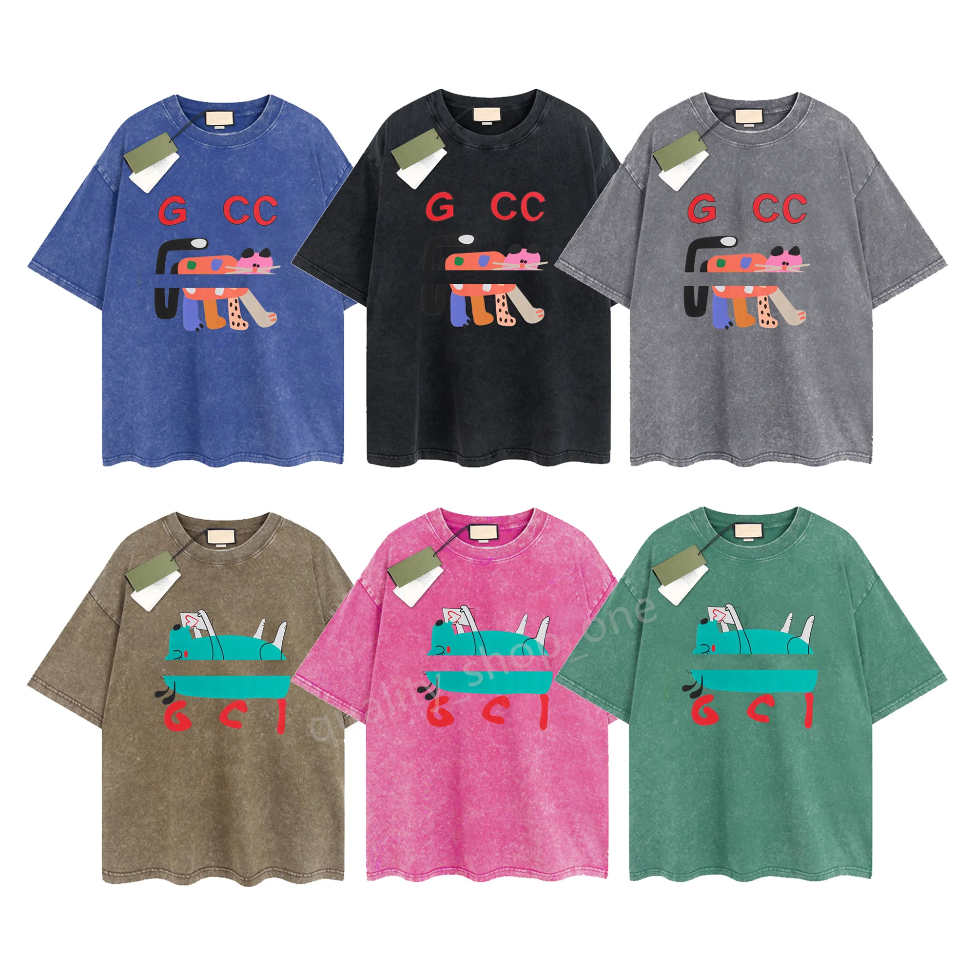 Camiseta de diseño para hombres camisas Gu de verano GuLa de lujo Vintage Retro Washed Tees Mens de manga corta Hip Hop Streetwear Tops Clothing Clothing G-77