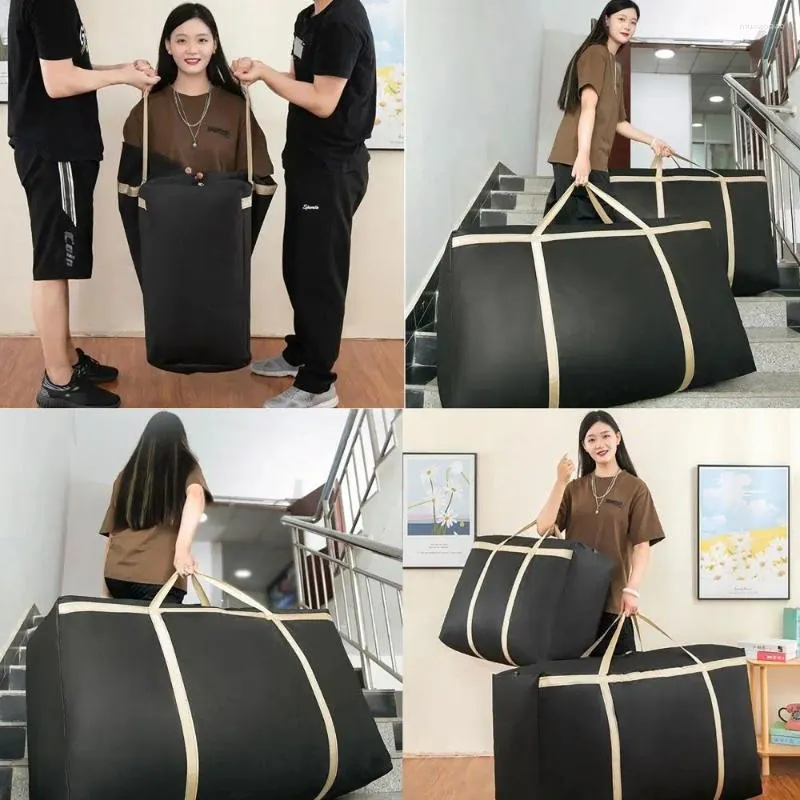 Bolsas de armazenamento Roupas de pano oxford de grande capacidade com zíper bidirecional pacote de bagagem em movimento Organizador em casa viagens