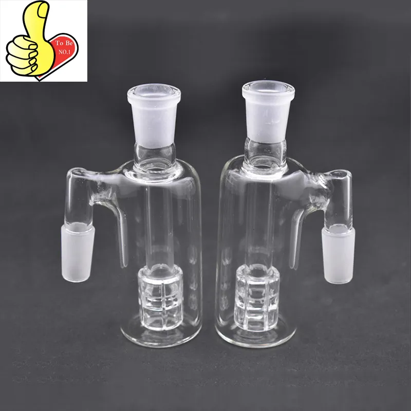 Partihandel 14mm 19mm Arm Ash Catcher Hookah Glass Percolator 45 90 graders Joint Rökning Ashcatcher Perc Bong Pipe Water Catchers för vatten dabbar riggbongs