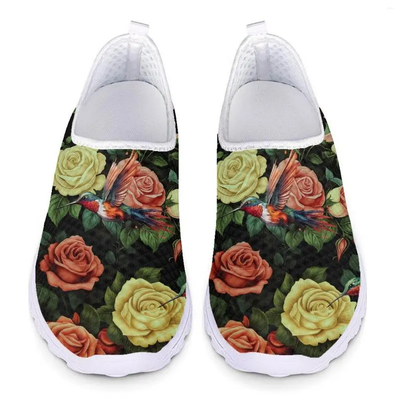 Casual Shoes Flowers 3D Print Summer Woman Flat Penny Loafers Women Mesh Slip On Flats Sneaker Ladies Sneakers