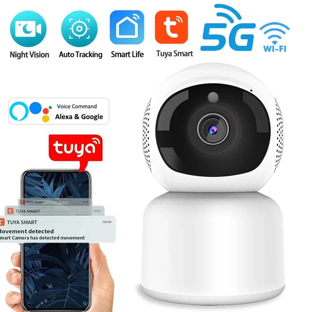 시스템 2.4G/5G TUYA SMART HOME WIFI IP 카메라 실내 WIFI 보안 감시 카메라 자동 추적 베이비 모니터 무선 Alexa 카메라