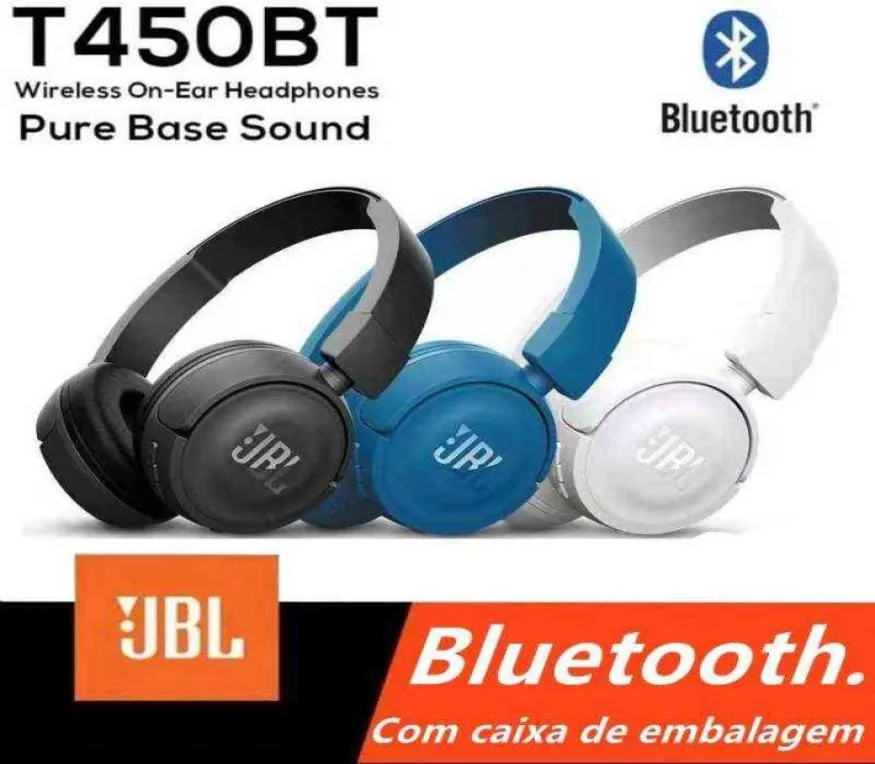 Cuffie a cuffie 450BT Bluetooth Cuffie wireless Bassi Deep Sonno Riduzione Musica Sport Afferido di gioco pieghevole con microfono T2209168722836