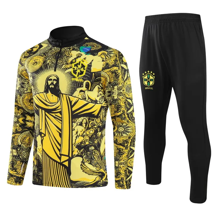G.JESUS COUTINHO Brazils Mens Kids Soccer Tracksuit Set Full Zip