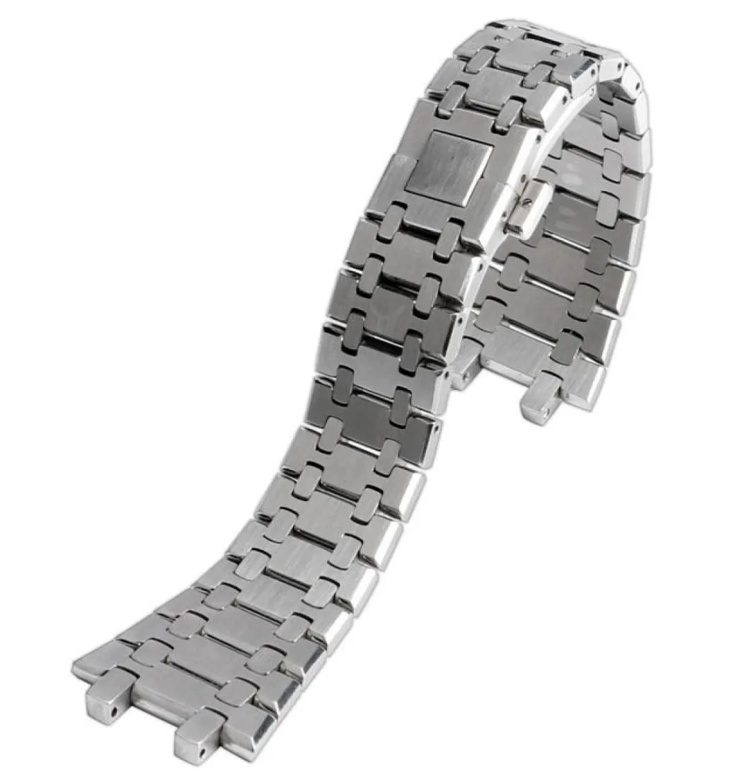 28mm Silver Solid Stainless Steel Watchband for Watches Men Women Watch Strap Bracelet with Butterfly Buckle 2 Spring Bars8496377