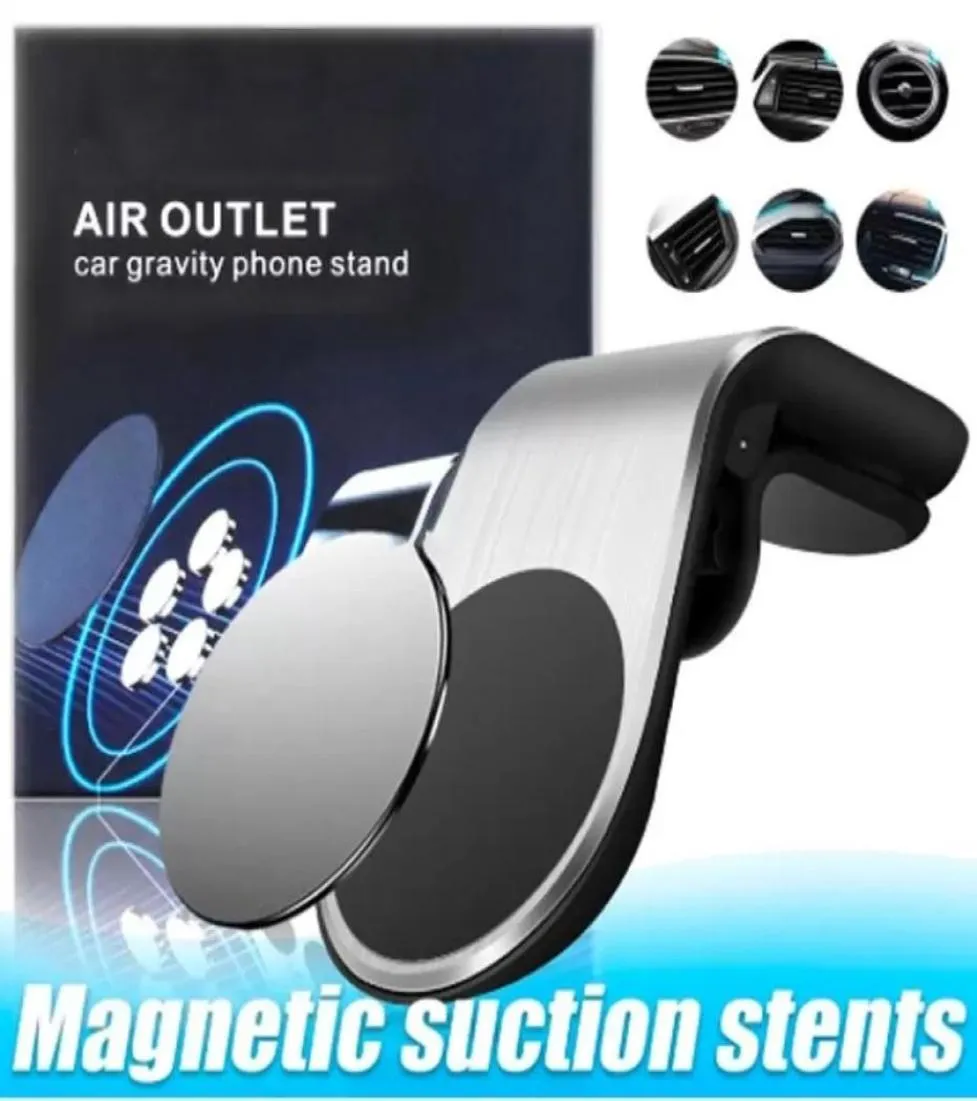 Magnetyczne uchwyt telefonu do telefonu L Kształt Air Air Vent Clip Magness Universal Staget Stacket w Box8950851