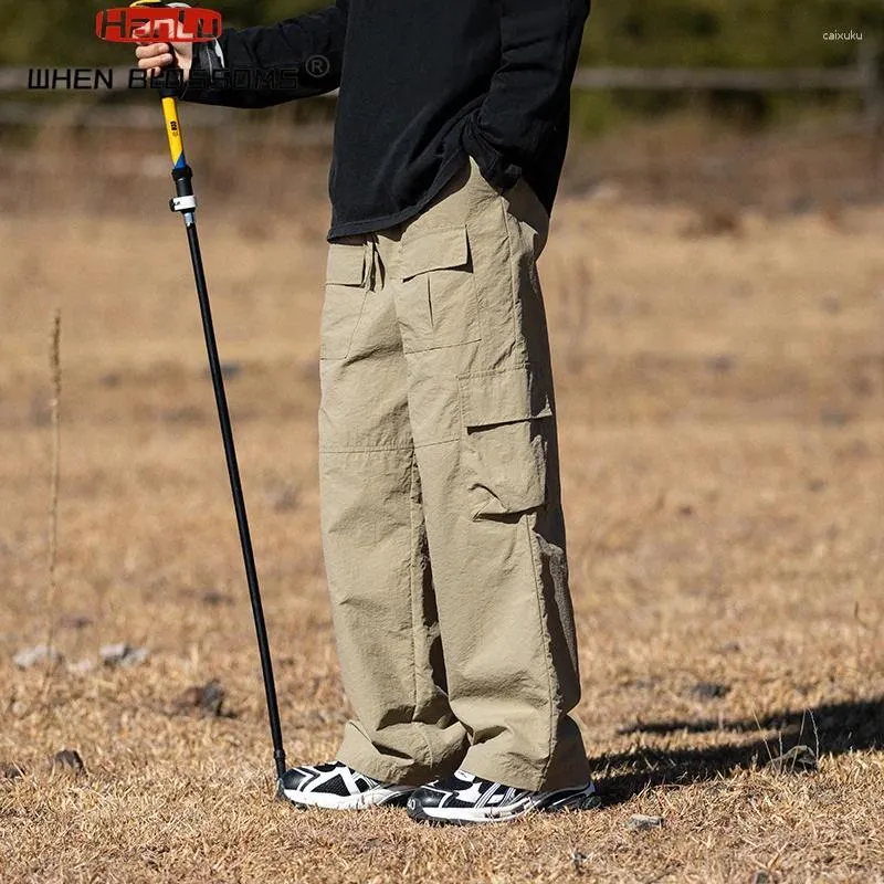 Pantalones para hombres Spring Outdoor Multi Pocket Trabajo de paracaídas de talla de talla de mayor Tamaño Hip Hop Casual