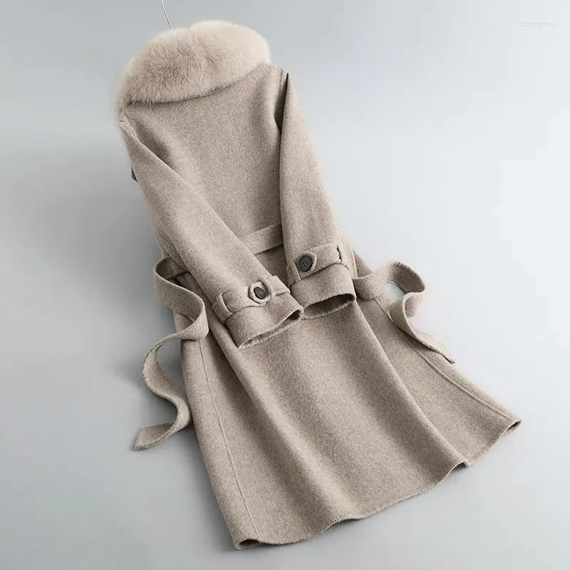 Robes décontractées Collier Double face Cashmere Mabet pour la mi-longueur pour femmes 2024 AUTOM / HIVER HEUR-FE