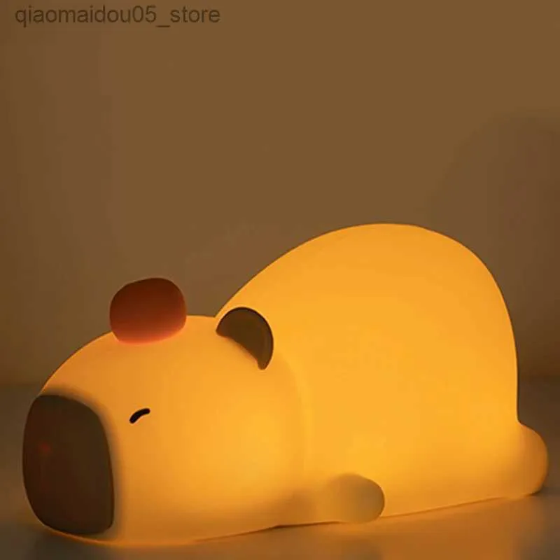 Lampen Schattierungen süße Cartoon Silicon LED Capybara Nachtlicht USB Ladung Dimmschlaf Nachtlicht verwendet, um Kinderzimmer als Geburtstagsgeschenke zu dekorieren Q240416