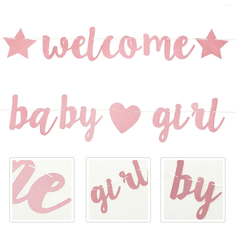 Party Decoration Latte Baby Shower Decor Glitter Banner Emblems Banners Decorations Bunting Decorate Little