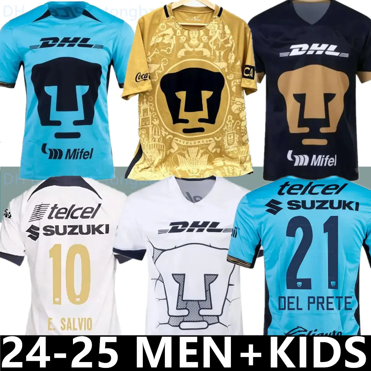 2023 2024 MEXICO MENS MENSE SOCCER CLUB UNAM COUGAR J. I. DINENNO E.SALVIO DEL PRETE A. ORTIZ 24 25 Home Away 3rd Football Shirts Adult Uniforms