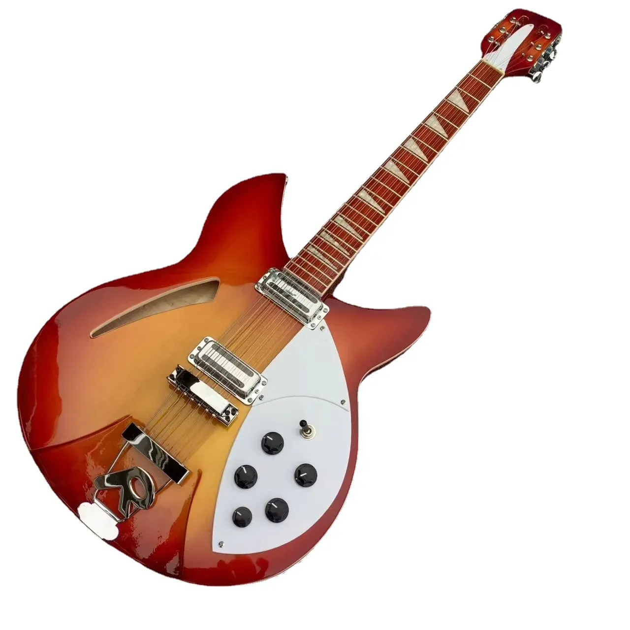 Pinnar Ric Model 330 Electric Guitar Cherry Sunburst 21 FRETS Semi Hollow Body 2 Toaster Rickecker Pickups