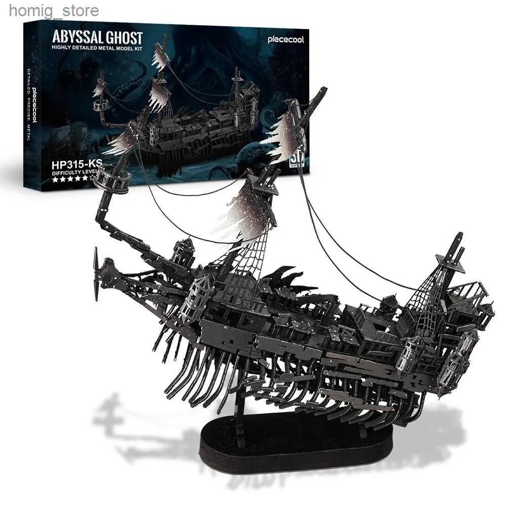 3D Puzzels Piecool Model Building Kits Abyssal Ghost Pirate Ship Gifts For Teen Jigsaw Diy Toys Brain Teaser Set Home Decoration Y240415