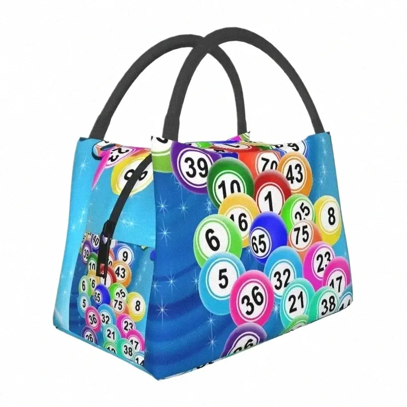 bingo Balls Insulated Lunch Bag for Women Portable Paper Game Thermal Cooler Lunch Tote Office Picnic Travel lunchbag G49m#