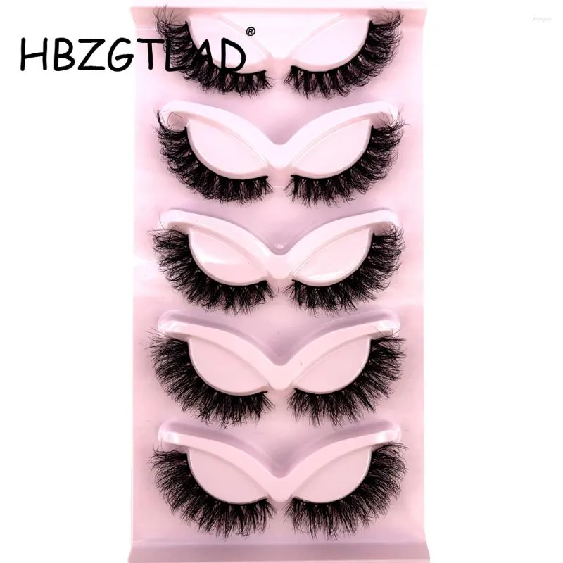 False Eyelashes 5 Par Cat Eye Lashes Natural Realisty Messy 3D Mink Fluffy Winged End Tolongated Cilios Makeup Tool