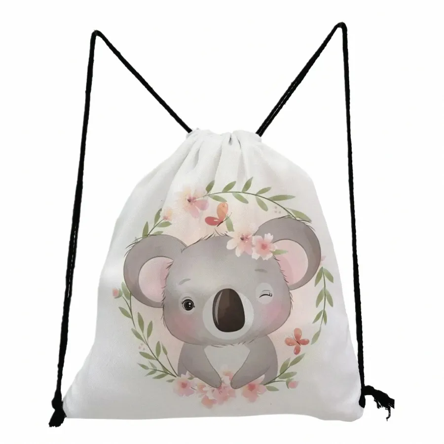 Sacs de rangement Sacs décontractées Carto Carto Koala Imprimé charmant animal sacs à dos pour les étudiants Pocket Pocket portable de haute qualité S9FR #