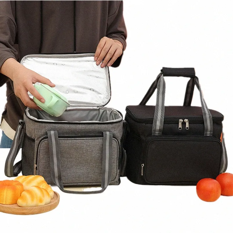 15l Portable Thermal Lunch Bag Food Box Durable Waterproof Office Cooler Lunch Box Ice Insulated Case Cam Oxford Dinner Bag I1CM#