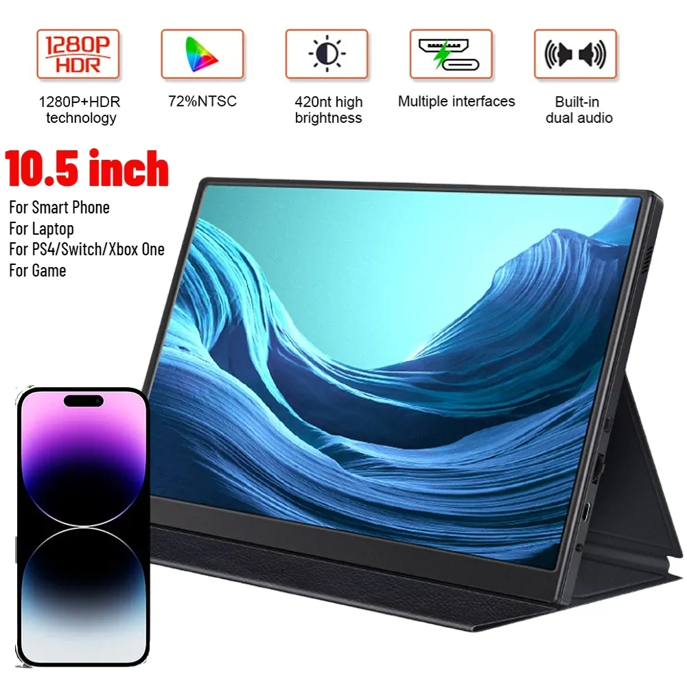 Monitore 10.5in HD LCD -Panel IPS Monitor 1920x1280p Display Bildschirm USB Typec Hdmicompatible für PS4/Switch/Xbox One/Telefon Laptop