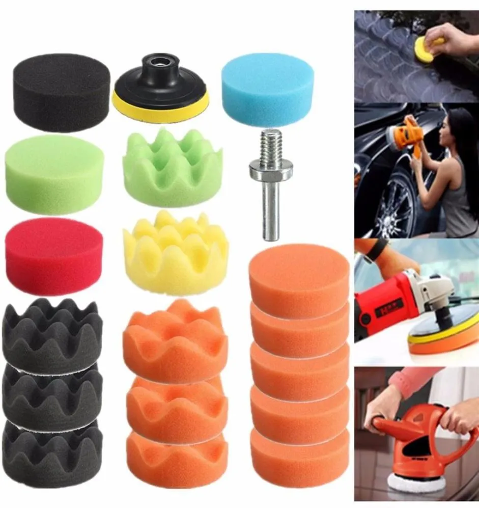 19Pcs 80mm High Gross Polishing Pad Kit For Car Polisher M10 Drill Adapter 3inch1442955