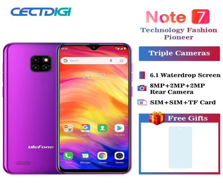 ULEFONE NOTA 7 Smartphone 3500mAh 199 Quad Core 61inch Screen Waterdrop Screen 16 GB ROM Phone celular WCDMA Cellphone Android818815598