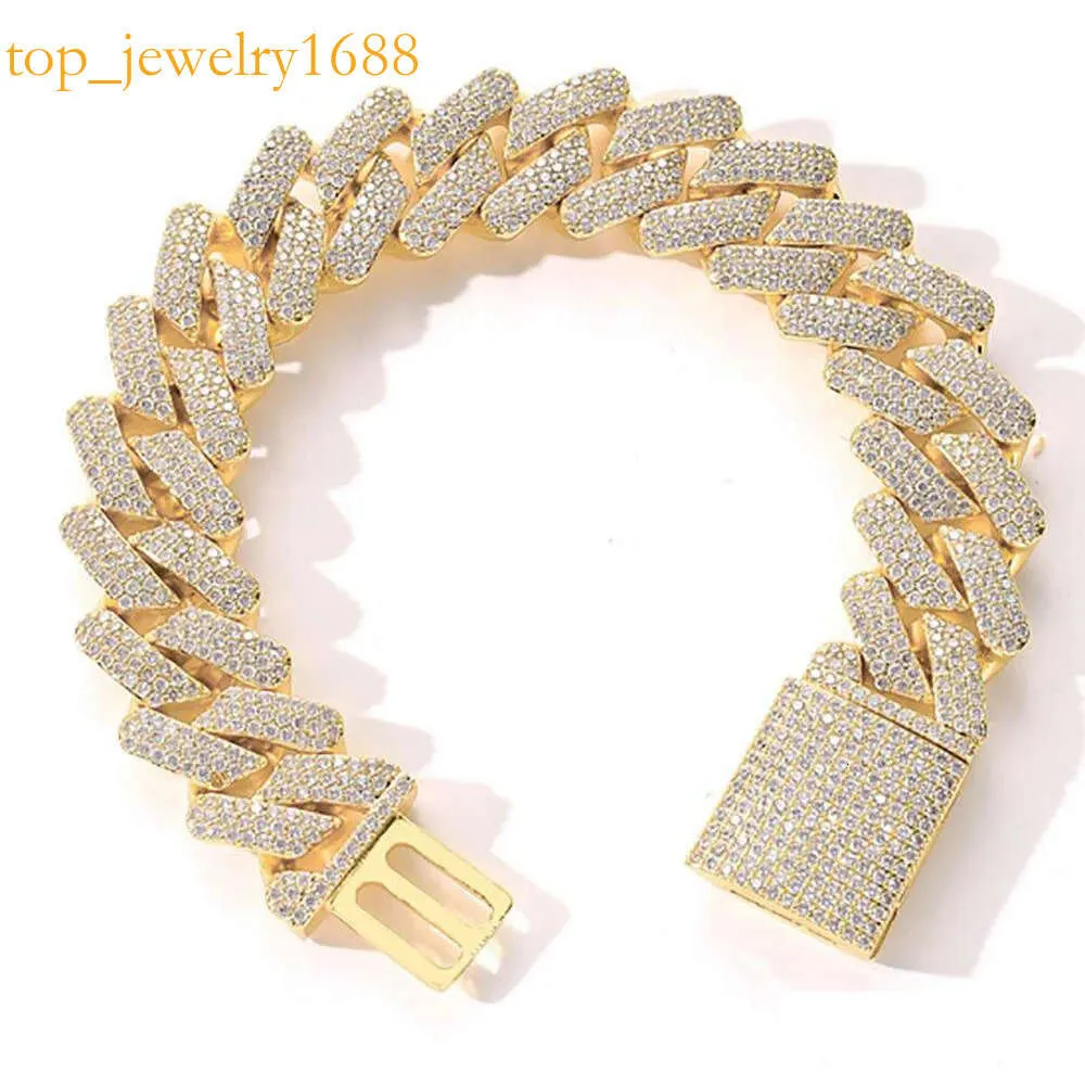 Cadena de 20 mm Diamond Miami Prong Cuban Link Pulseras de oro de 14 quilates de oro blanco helado joyas de circonía cúbica de 7 pulgadas 8 pulgadas de 9 pulgadas dhgarden dholi