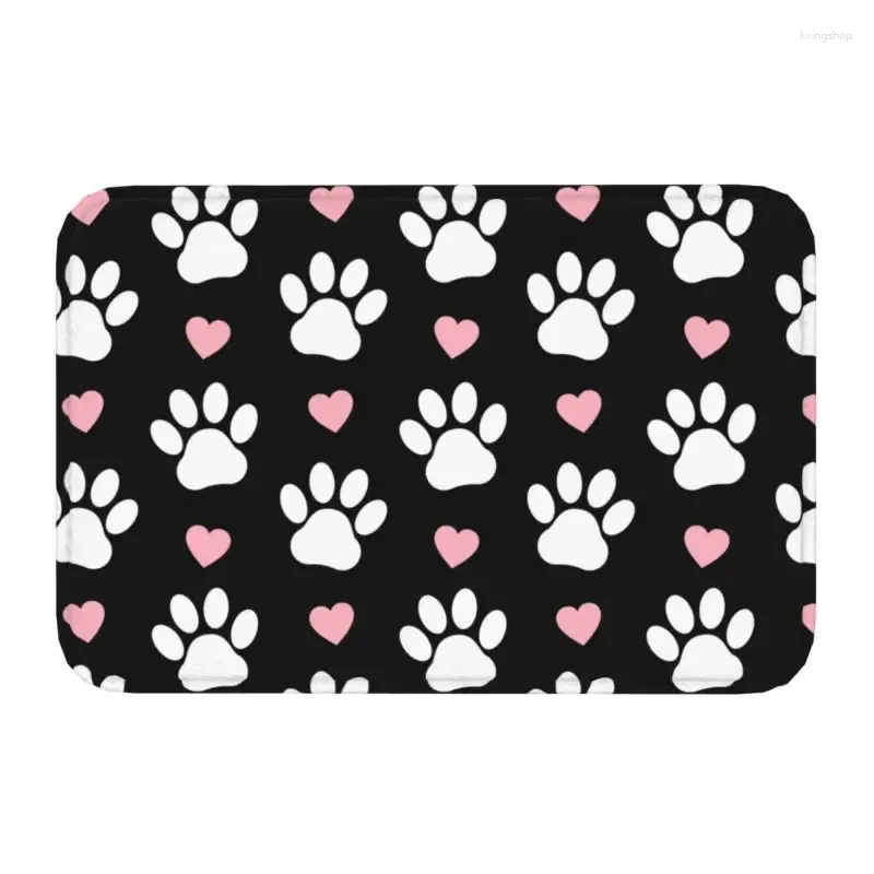 Carpets Pattern Of Paws White Dog Doormat Non-Slip Bath Kitchen Mat Garden Garage Door Floor Entrance Carpet Rug