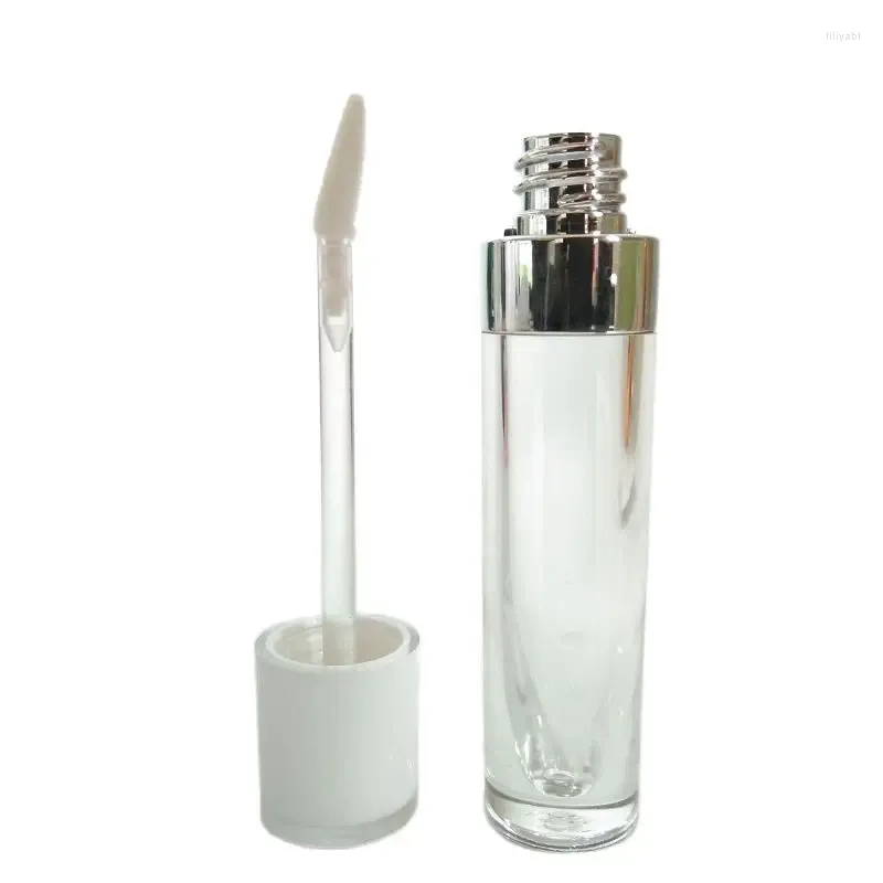 Botellas de almacenamiento 50 piezas recipientes de brillo de labios vacíos de plástico transparente botella cosmética cosmética tapa blanca de 6.5 ml tubos de brillo de labios