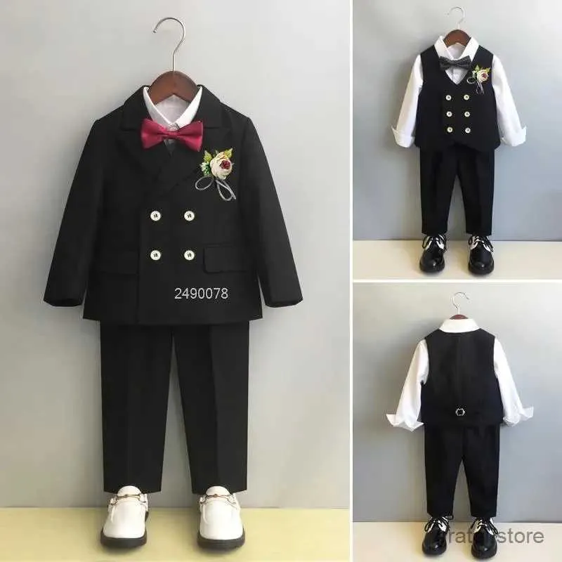 Pakken Flower Boys Wedding Suit Kinderpak Kinderjurk Kids Stage Performance Formele Blazer Suit Baby Birthday Ceremony Costume