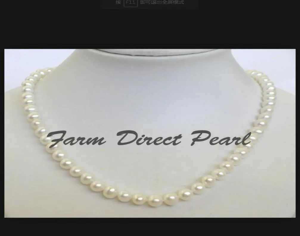 Feiner Perlen Schmuck natürlicher 22quot -Zoll langer echter 78 mm weißer Strang Perlen Halskette4593633