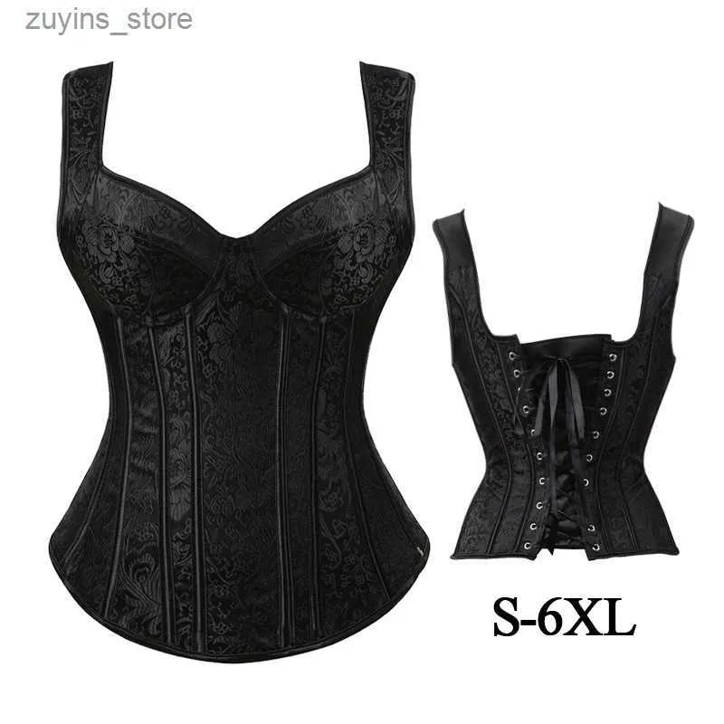 Women's Tanks Camis Sexy Steampunk Zipper Corset Plus Size Retro Cosplay Bustier Party Dress Black Lacing-up corselet Women Top L49