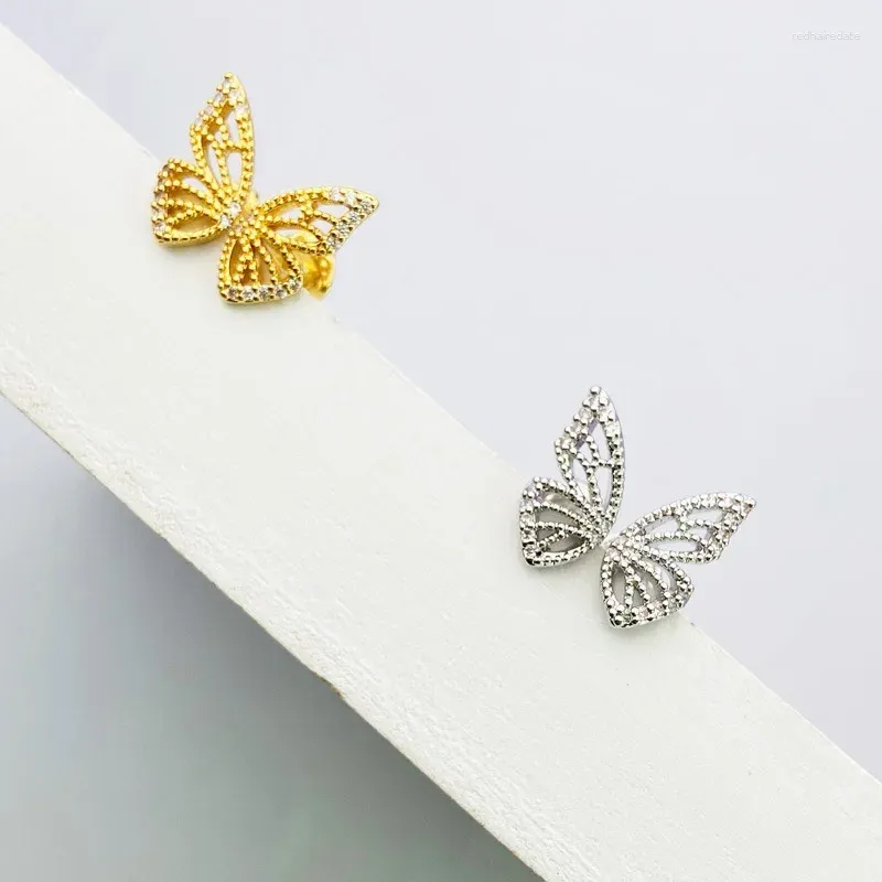 Pendientes de sementales de moda 925 Sterling Silver Dainty Cubic Zirconia Ala de mariposa de mariposa versátiles y joyas personalizadas