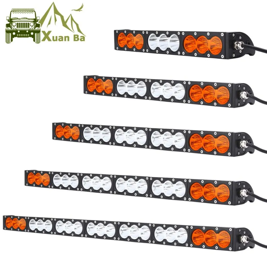 XUANBA Linha única reta 10 WPCs LED LUZ BAR para caminhão ATV UAZ 4X4 Offroad Trailer Combo Amber White Warra Barra Drivin3604636