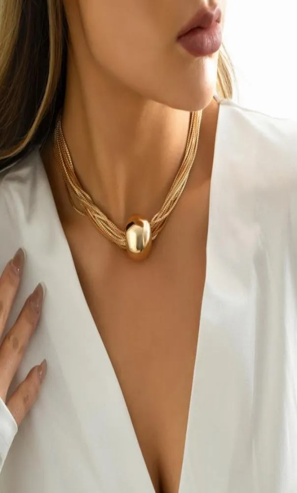 Designer halsband hänge kvinnor smycken mode benben hip hop trend metall flerskiktskedja halsband 0716057430271