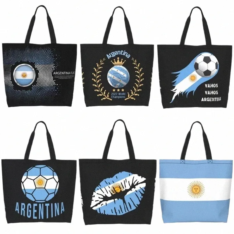 love Argentina Soccer Funny Tote Bag Casual Shop Storage Bag Reusable Handbag Casual Shoulder Bag for Women Men q9MG#