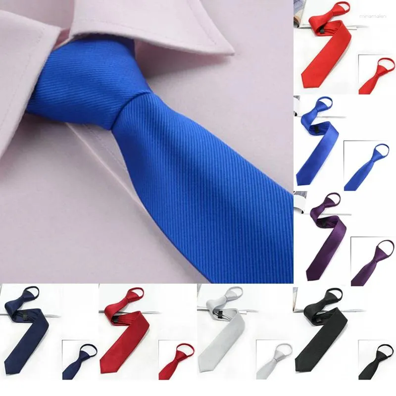 Bow Ties Men's Business Zipper Neck Tie Elegant Gentleman Shirt Groom Wedding Blue Stripe Black Lazy Clothing Accessories