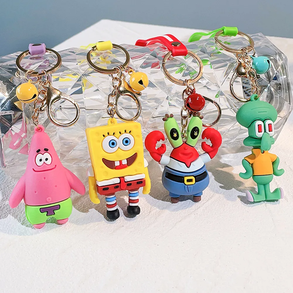 Decompression Toy Anime sponge octopus keychain soft rubber pvc car keychain pendant small gifts