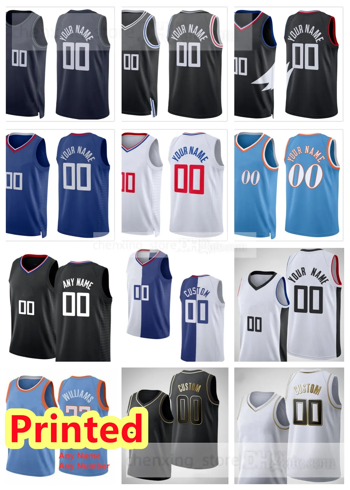 Jersey de basket-ball imprimé Kawhi Ivica 40 Zubac Bones 5 Hyland 2 Leonard Paul Russell P.J. 17 Tucker 0 Westbrook Terance 14 Mann 13 George James 1 Harden Norman 24 Powell