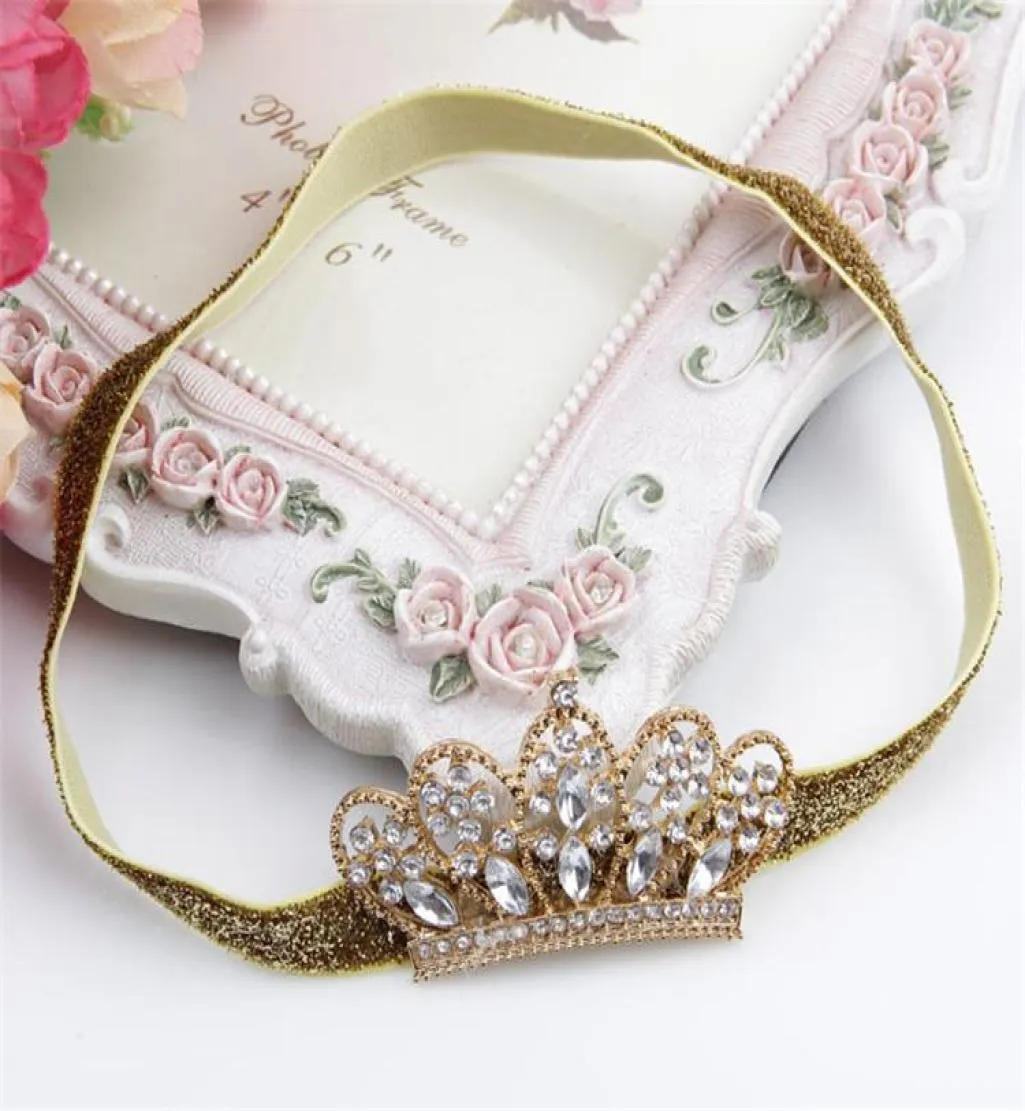 Baby Infant Shine Diamond Crown Opaski Girl Wedding Hair Base dzieci